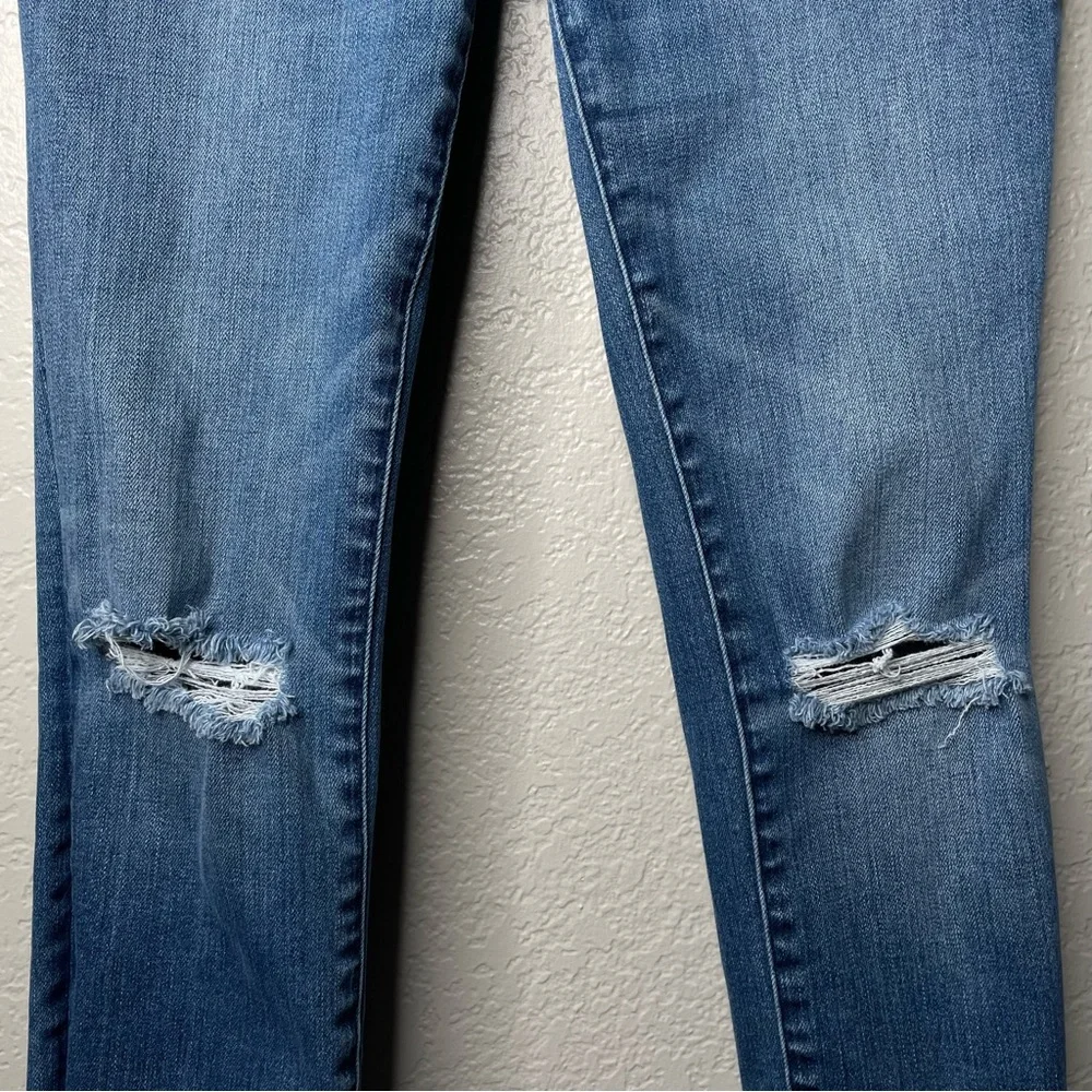 Madewell Skinny Skinny Jeans Distressed Knee Exposed Hem Denim